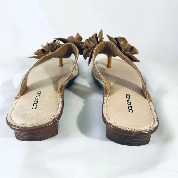Colorado Opanka Ladies Leather Thongs Sandals Rianna Gold Metallic Size AU 7 - Picture 5 of 14